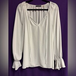 T Tahari White with Black Polka Dot Blouse 2X